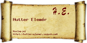 Hutter Elemér névjegykártya